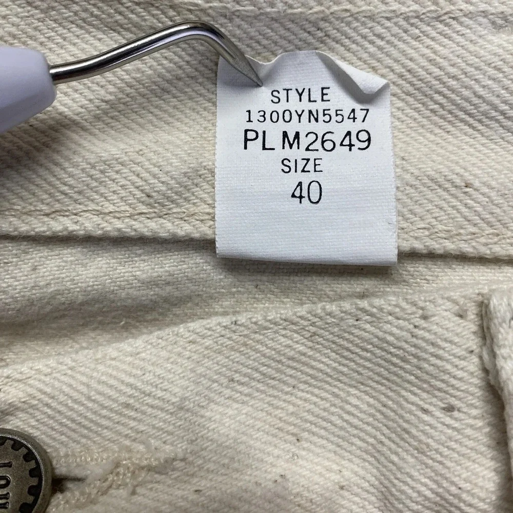 VTG IOU Shorts Men 40 Cream Denim Carpenter Loose Baggy Hip Hop Skater Beachy